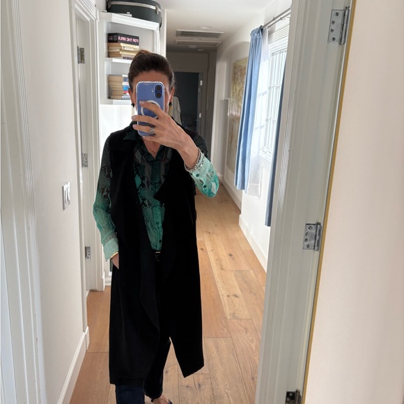 8PM Made in Italy Jolana Black Open Front Long Vest Size Small NWT - Picture 13 of 15